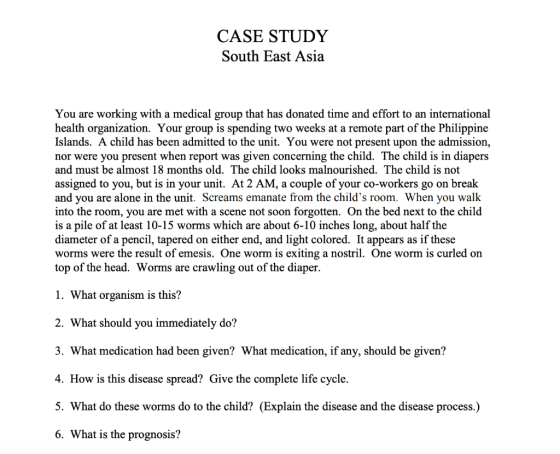 CASE STUDY South East Asia You are working with a medical group that has donated time and effort to an international health o