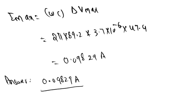 Im ana (w () Duman « 29489.2 * 3:7X10 XU74 20.098 29A Answer: 0.09829 A