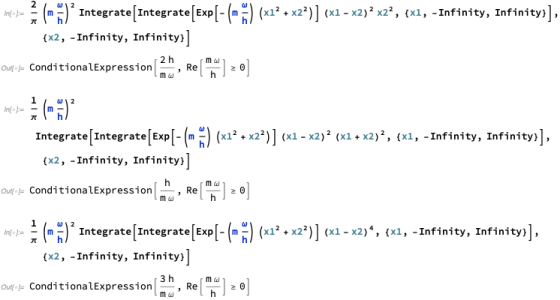 buvo a cono) Integrate[Integrate [Exp[- () (+ x2?)] (x1 - x2)? x2°, (x1, - Infinity, Infinity)], {x2, - Infinity, Infinity}]