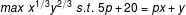 max x1/2/3 s.t. 5p +20 = px + y
