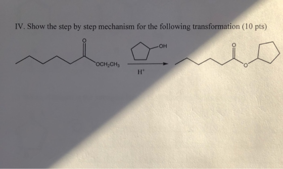 IV. Show the step by step mechanism for the following transformation (10 pts) OCH CH3 н