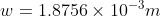 w =1.8756\times 10^{-3} m