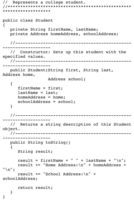 1/ Represents a college student. // *** * *** ** ** *************** * * ** public class Student private String firstName, las