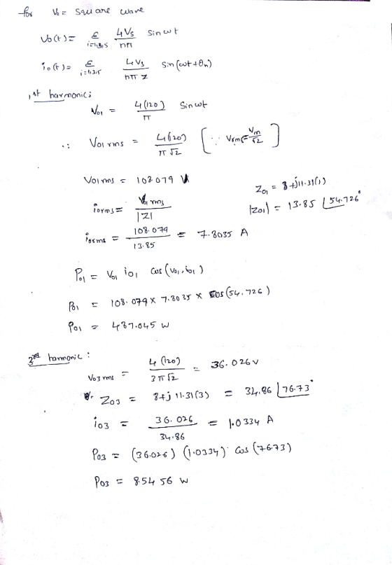 for ve sau are wave Vocess é 4 Vs Sinet 106) is on Loiva sinfet +Ow) pot harmonica Nor = 4(120) Sin cat ... Voirns - 4620] [: