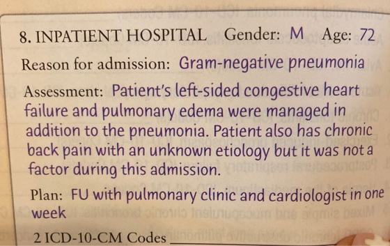 8. INPATIENT HOSPITAL Gender: M Age: 72 Reason for admission: Gram-negative pneumonia Assessment: Patients left-sided conges