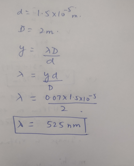 d=-1.5xlosin m. D = 2m. y = xD d ya D x = 0.070 1.5x105 て muses