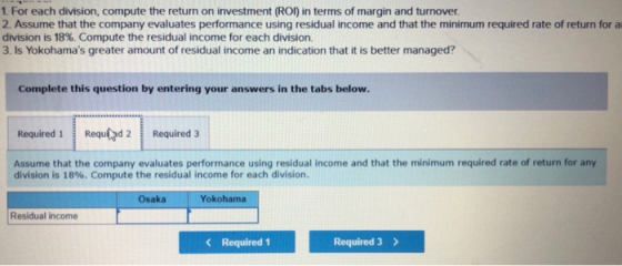 1. For each division, compute the return on investment (ROI) in terms of margin and turnover. 2. Assume that the company eval