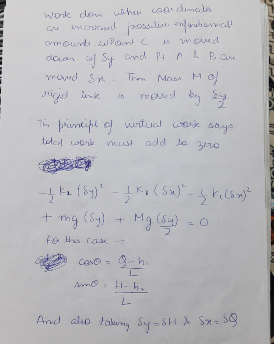 Work done when coordinates are increcesed possities infantesmall amounts de Pont C is moved down of Sy and Pt A & Bare mored