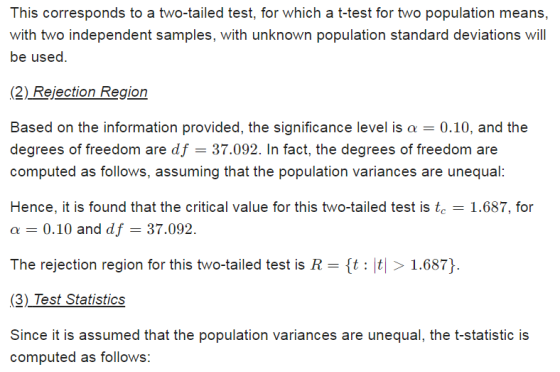 This corresponds to a two-tailed test, for which a t-test for two population means, with two independent samples, with unknow