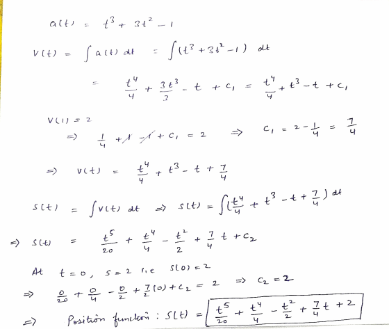 alt att 24 - VIA) = salt) dt = fit? +36-1) at 3+3 ats -t tc, + at tc, - t ū * *3 VU = 2 =) { +N A +C, = 2 -> C, = 2-= slt) =