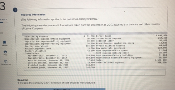 Required information The following information applies to the questions displayed below) 1 of 2 The following calendar year-e