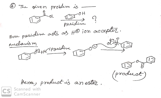 ® The given problem is - orka roh ? 1. Pyridine Here puridine acts as He ion accepter. mechanism rodh kipgridóne. - > o Loo (