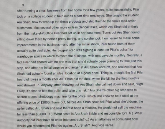 3. After running a small business from her home for a few years, quite successfully, Pilar took on a college student to help