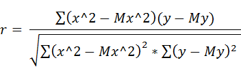 Σ(x^2 – Mx^2)(y - My) r – Σ(x^2 – Mx^2)* * Σy – My)?