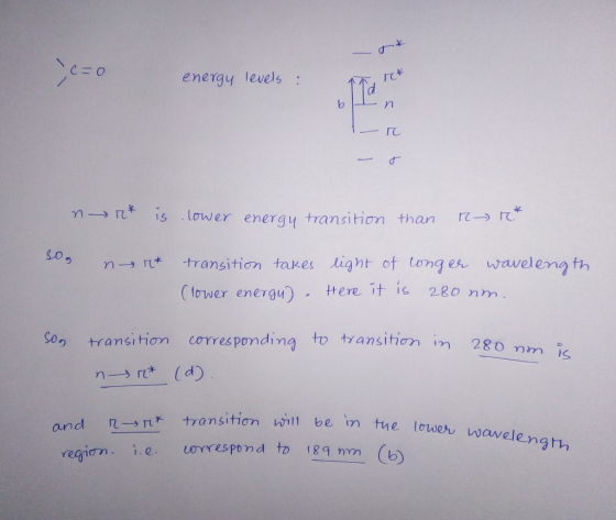 c=0 energy levels : a à s de n k is lower energy transition than r- rt 30 n r* transition takes (lower energy). light of long