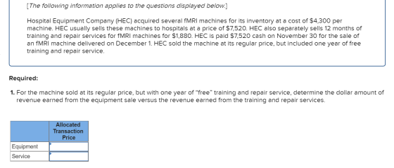 [The following information applies to the questions displayed below.] Hospital Equipment Company (HEC) acquired several fMRI