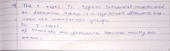 The T tupee nfeetial stodisticused to determine、f t tests ence 30 eenthe mecns of teso SoTterts e the dliffesease beteen eact