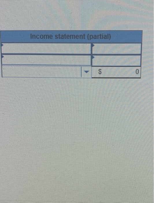 Income statement (partial) $ 0