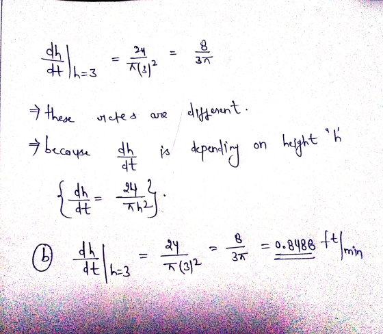 24 dh of 6=3 8 3ñ (312 orches are elifferent . these → because ch on is depending is height dt {ch dh dt 24 2 Th2 24 dh dth