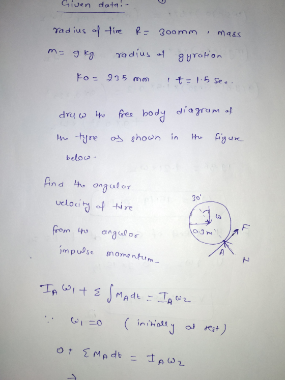 Given data!- Yad ius below 30 npse momentu,m
