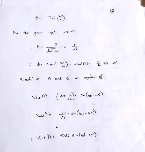 0 -Tant ( For the the given input, WE 10) 10 ri st 110²t10² D= -Tant (6) = -Tan (1) = -1/14 (6) -45°. Substitute I and d in e