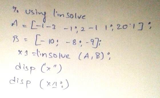 in Solve A=L-1-2-1,2-l 1*,20 x1tnSolve (A, B): disp () disp (xA)