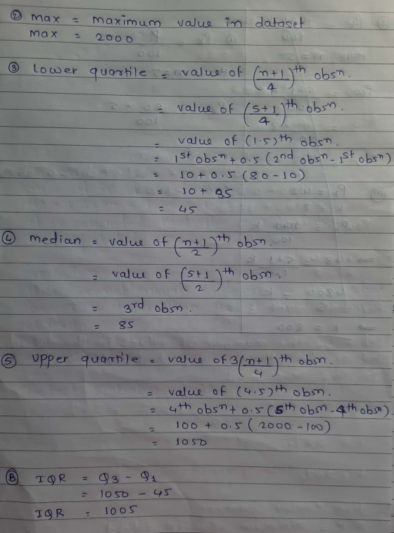 max maximum value in dataset мах 2000 002 3 lower quartile value of th obsn. Cat) 14 value of st 1th obsn. IT value of (1.5th