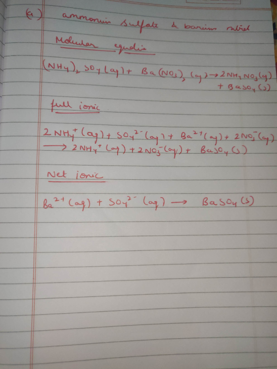 O ammonium sulfate Abarim rabiel Molecular quelin (NH4), soy layl+ Ba(NO), (yd 2NH₂ No, (g) + Basoy (J) full ionic 2 NHgt lag