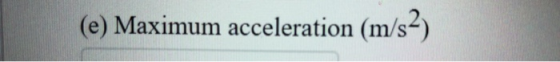 (e) Maximum acceleration (m/s2)