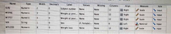 Type Width Decimals Name SUB) WTPRE Numeric 2 0 Columns 12 Align Right Role Inout Numeric 3 0 12 Input Measure Sale Sale Scal