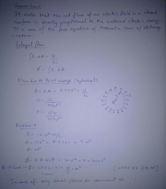 It statr ㄡ erface is directly f Hapatit ak to o enclosed electric charge It is one o ftst eaaos of Haxfs laos of alactrog Ju Eo Problun 4 4- 20。
