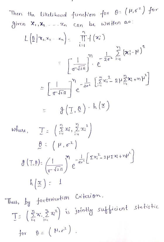 Then the likelihood giren X,,22. In function for O=(4,6²) for can be written as: L(9/*, , 4(x ) - Lotion et [3<< *amp] = 3(1