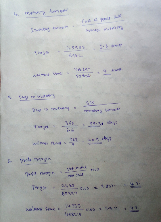 4. Inventory turn over Cost of goods sold Inventory turnover Average inventory 45583 6.6 times 1 Target 6942 304657 33836 9 t