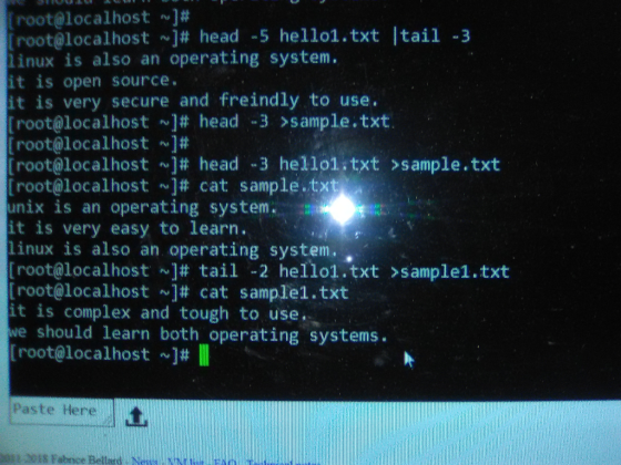 [root@localhost ms] # root@localhost # head -5 hell01.txt tail -3 Rinux is also an operating system. it is open source. it is