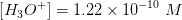 [H_3O^+]=1.22\times 10^{-10} \; M