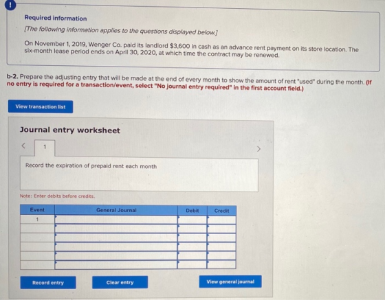 Required information [The following information applies to the questions displayed below.] On November 1, 2019, Wenger Co. pa