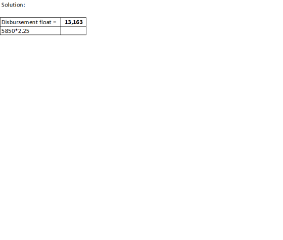 Solution Disbursement float = 13,163 5850 2.25