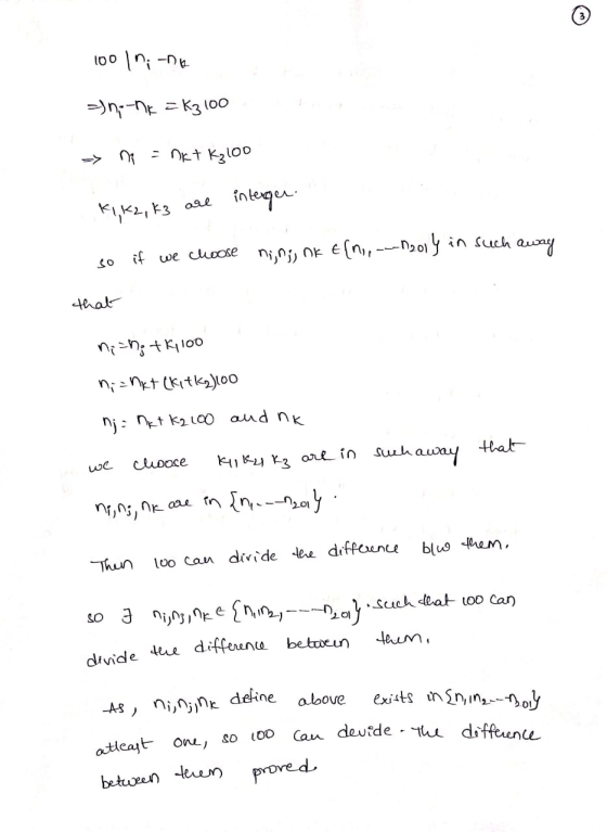100 10; na =)n, -nk = K₂ 100 => ni Enkt Kz 100 arl interger K1, K2, K3 if we choose ni,n; OK E {ny, ---N2014 in such a way th