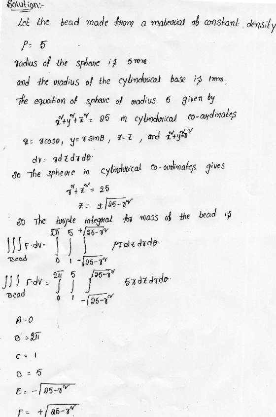 Solution: bead made tnom a mateial ob constant density let the P 5 Tadius of the spheue i 6 me and the vodius of the cybndica