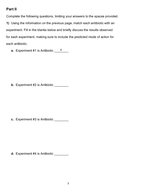 Part II Complete the following questions, limiting your answers to the spaces provided. 1) Using the information on the previ