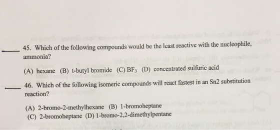 Which of the following compounds would be the leas