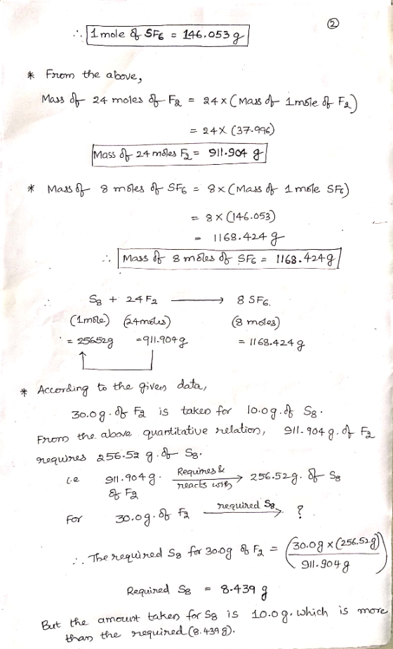 11. Sulfur hexafluoride is produced by reacting elemental