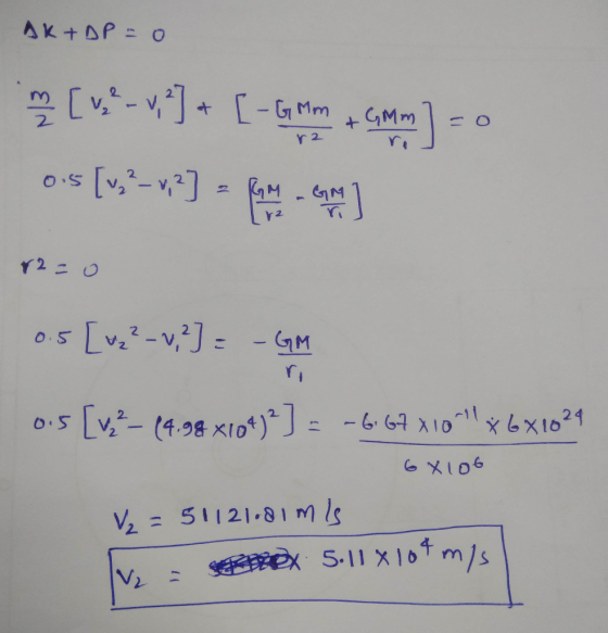 AK+OP = O v -m GMM O r 2 Yt os [v-x] &M 2 2-O O.5 Lv(4.98 KIo = 2 0.5 V2= 51121.81 m ls SEREDX S.11X10 m/s V2