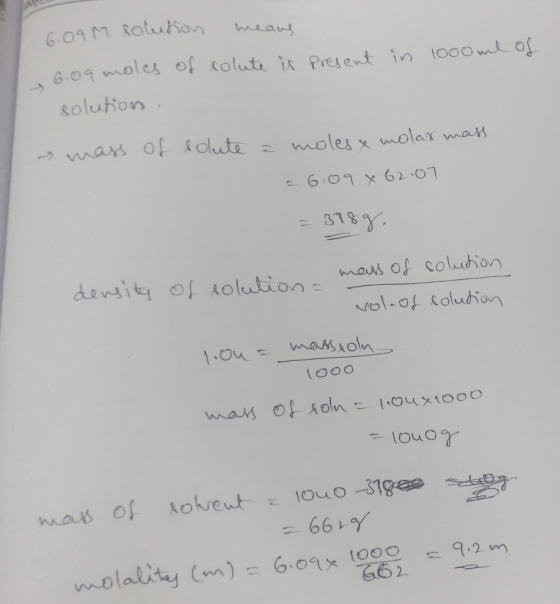 6,09 woleg of kolute ǐ.c Present in to owd of solutovn 二 .378 66Y G61.