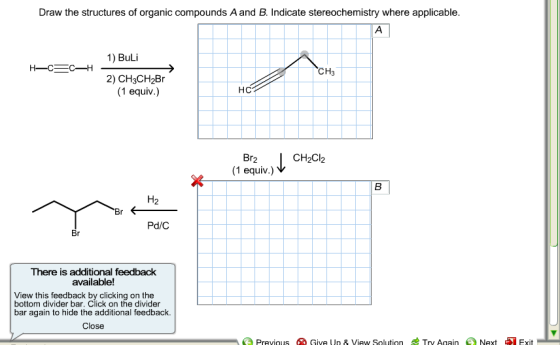 Draw the structures of organic compounds A and B.
