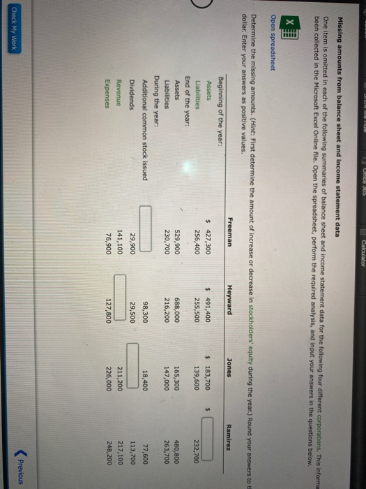UNION MONOW Unice 365 Calculator Missing amounts from balance sheet and income statement data One item is omitted in each of