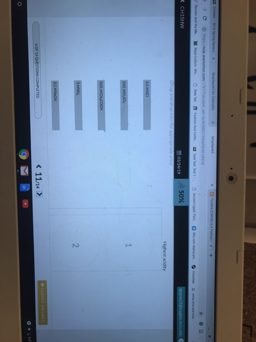 1797 CH15HW 03/24/19 : 50% Drag and drop Highest acidity 6 OF 14