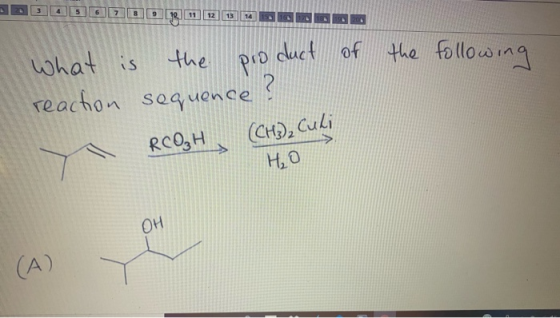 of the following What is the product reaction sequence > RCOGH, (CH), Cubi H,