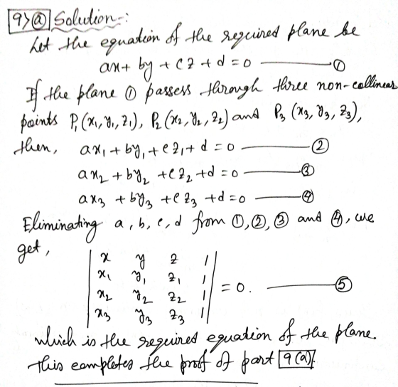 by to + C2 rdzo o 9Y@Solution Let the equation of the required plane be ant by of the plane © Passess through theree non-cell