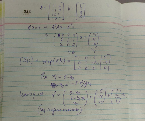 A 338 10) L101 Ax=b & ATAN=Atb 4 2 3 2 2 L 2 02 4 10 * 0 5 1-1/ 2-3 0 O [B[c] = wef (6/6) 0 o the = 5-43 Br = - 32 least sq.